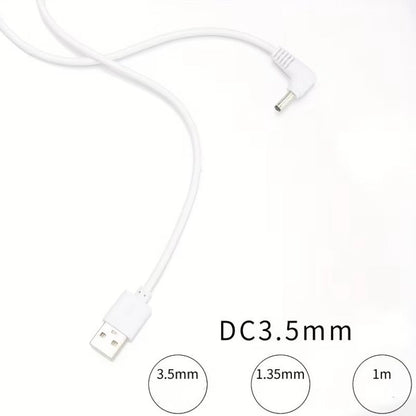 Barrel Jack Power Cable (Elbow) - 3.5mm x 1.35mm charger (White) 1m