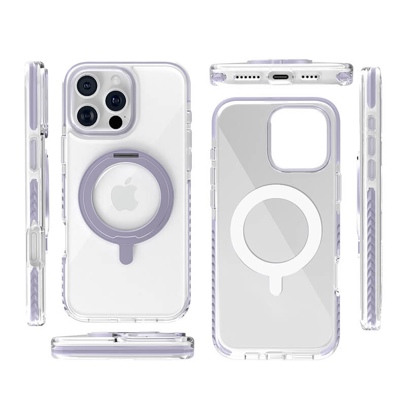 Compatible with iPhone 16 Pro Ice Armor O2L Series Magnetic Clear Case with Ring Stand