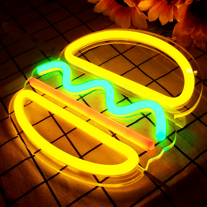 Neon Sign LED Tube Handmade Visual Bar Pub Club Wall Decor Ligh Burger