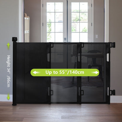 Baby retractable safety gate Black