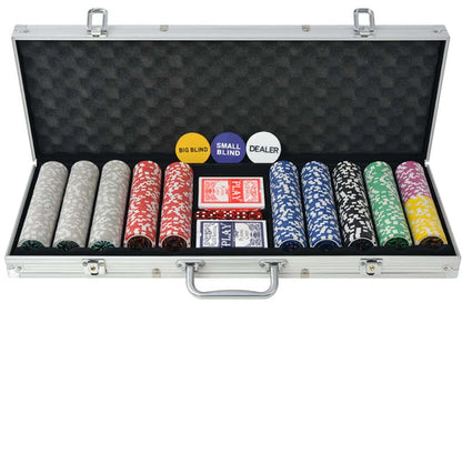 500pcs Clay Poker Chips & Sets High Quality Laser Chips Aluminium Case
