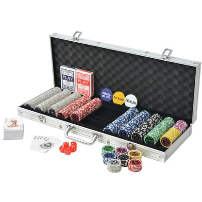 500pcs Clay Poker Chips & Sets High Quality Laser Chips Aluminium Case