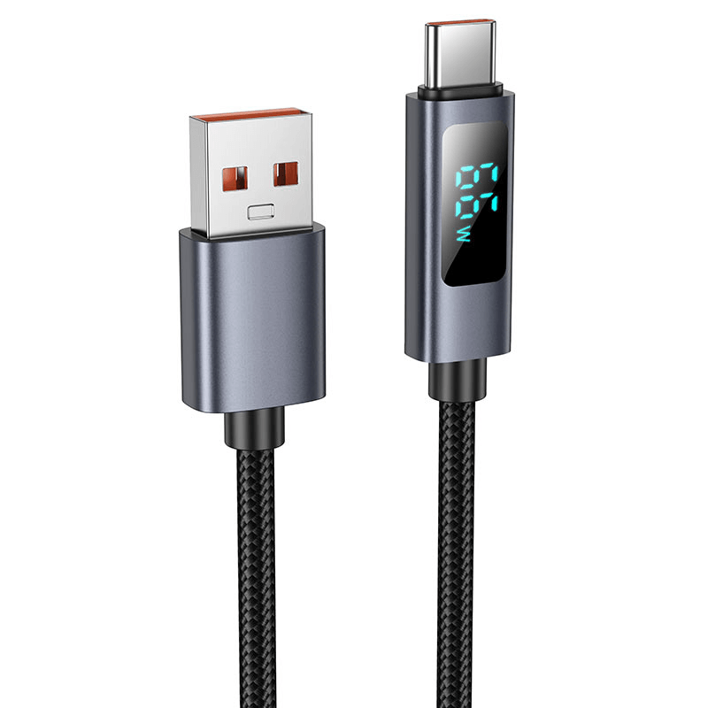Hoco LED Power Display Durable Nylon Braided Type-C to USB-A Cable 1m X112