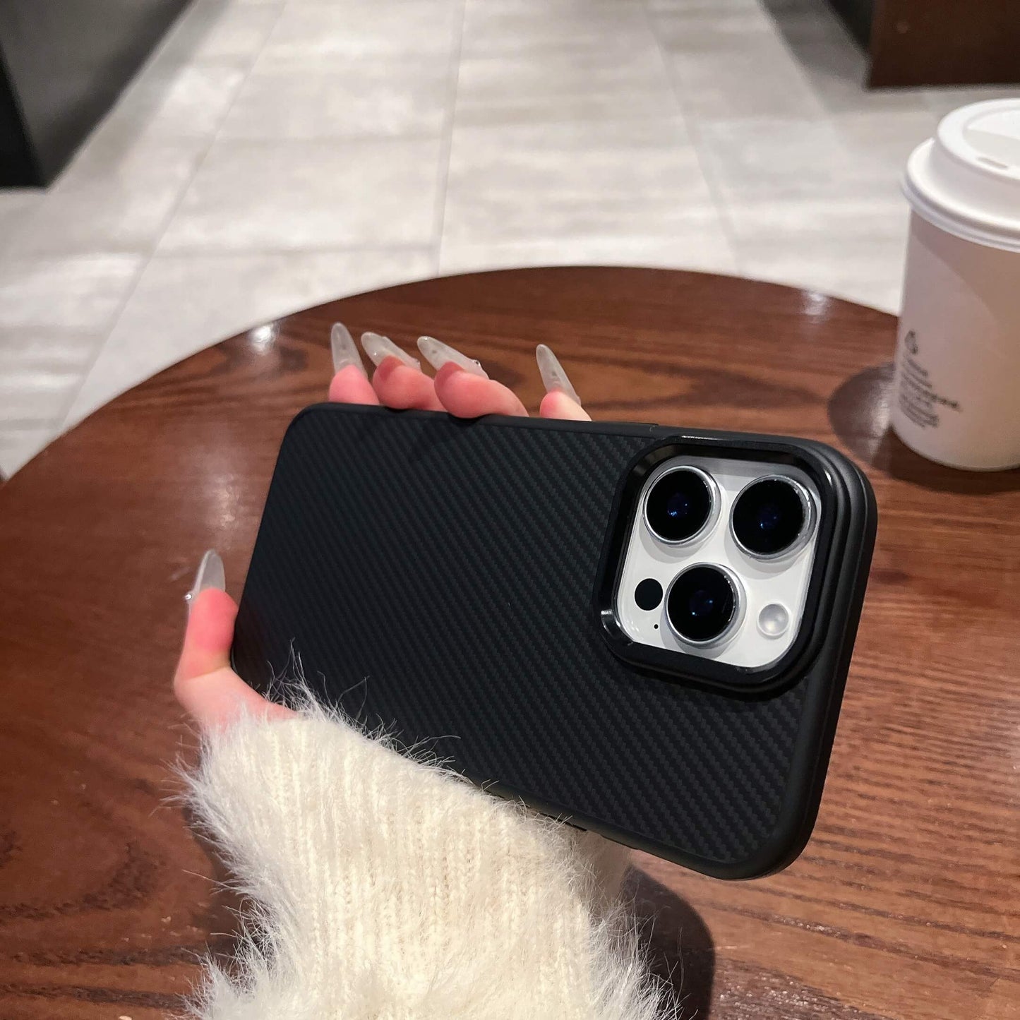 Carbide Series Carbon Fibre Magnetic Anti-Fingerprint Compatible with iPhone 13 Pro Case
