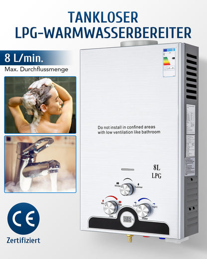 Gas Water Heating 8L + 12V Pump