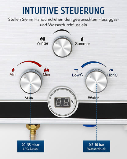 Gas Water Heating System 8L Outdoor Camping Instant Hot Water System