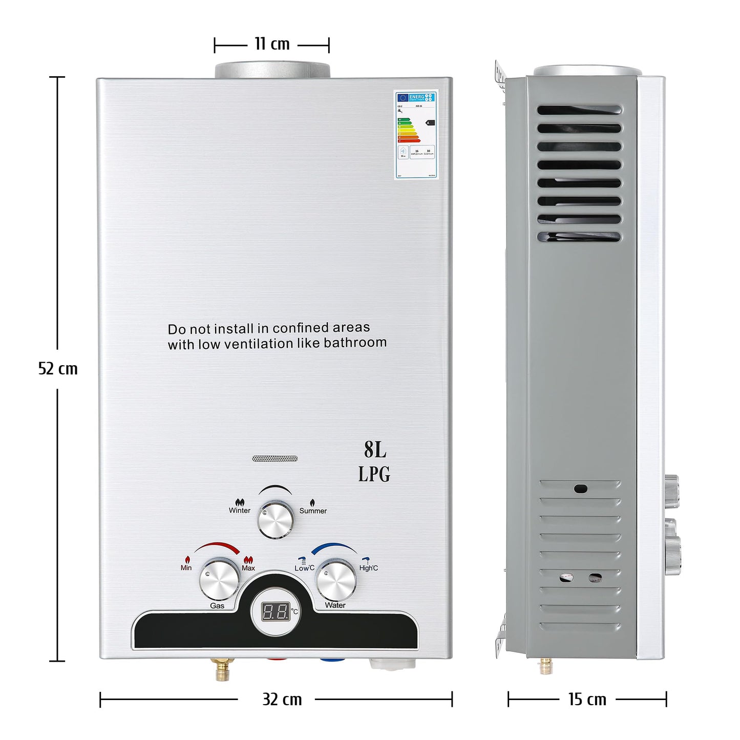 Gas Water Heating System 8L Outdoor Camping Instant Hot Water System
