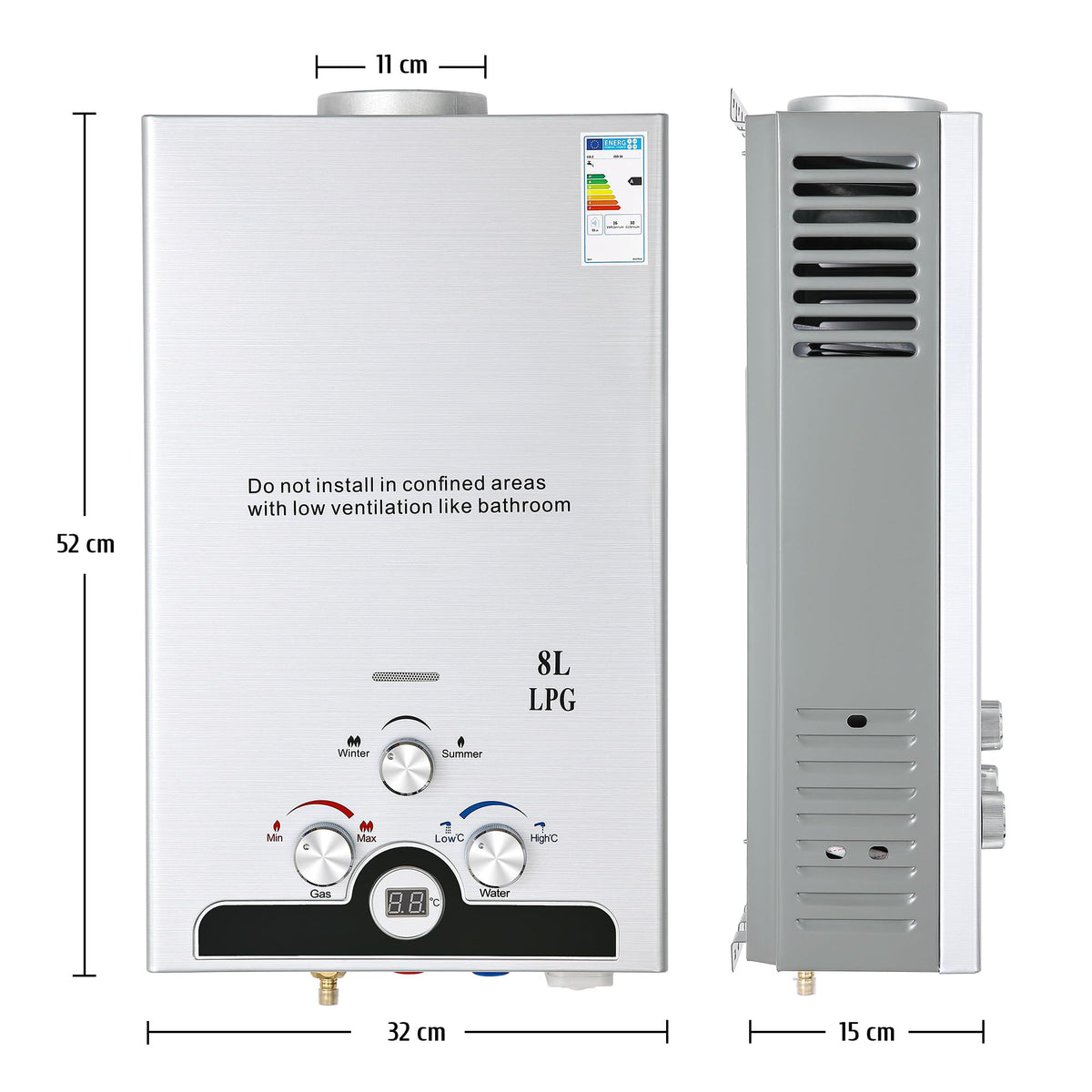 Gas Water Heating 8L + 12V Pump