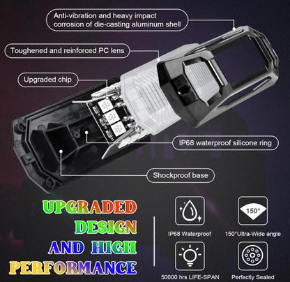 8 Pods Full Angle RGB Rock Lights for Car Trucks UTV SUV ATV Waterproof