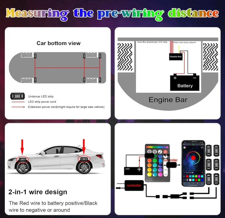 8 Pods Full Angle RGB Rock Lights for Car Trucks UTV SUV ATV Waterproof