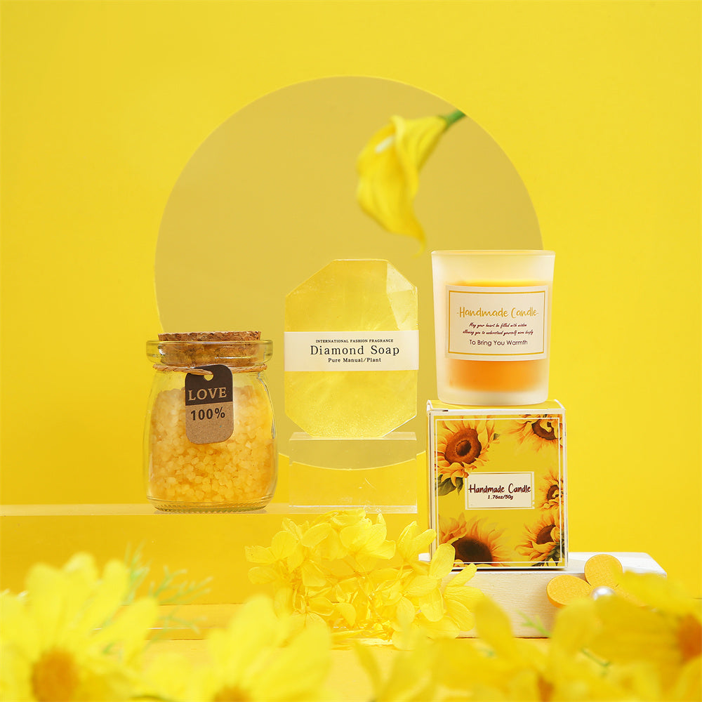 Aroma Sunflower Candle Bath Gift Box