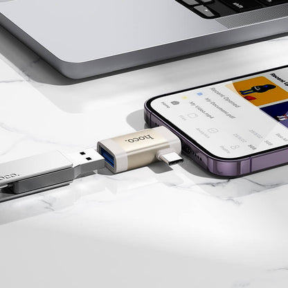 Hoco 2-in-1 Portable Mini Adapter Lightning & Type-C to USB-A OTG