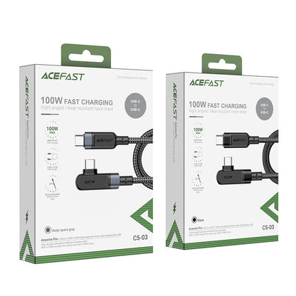 Acefast 100W 2M USB-C to USB-C TPE W Right Angled Aluminum Charging Data Cable C5-03