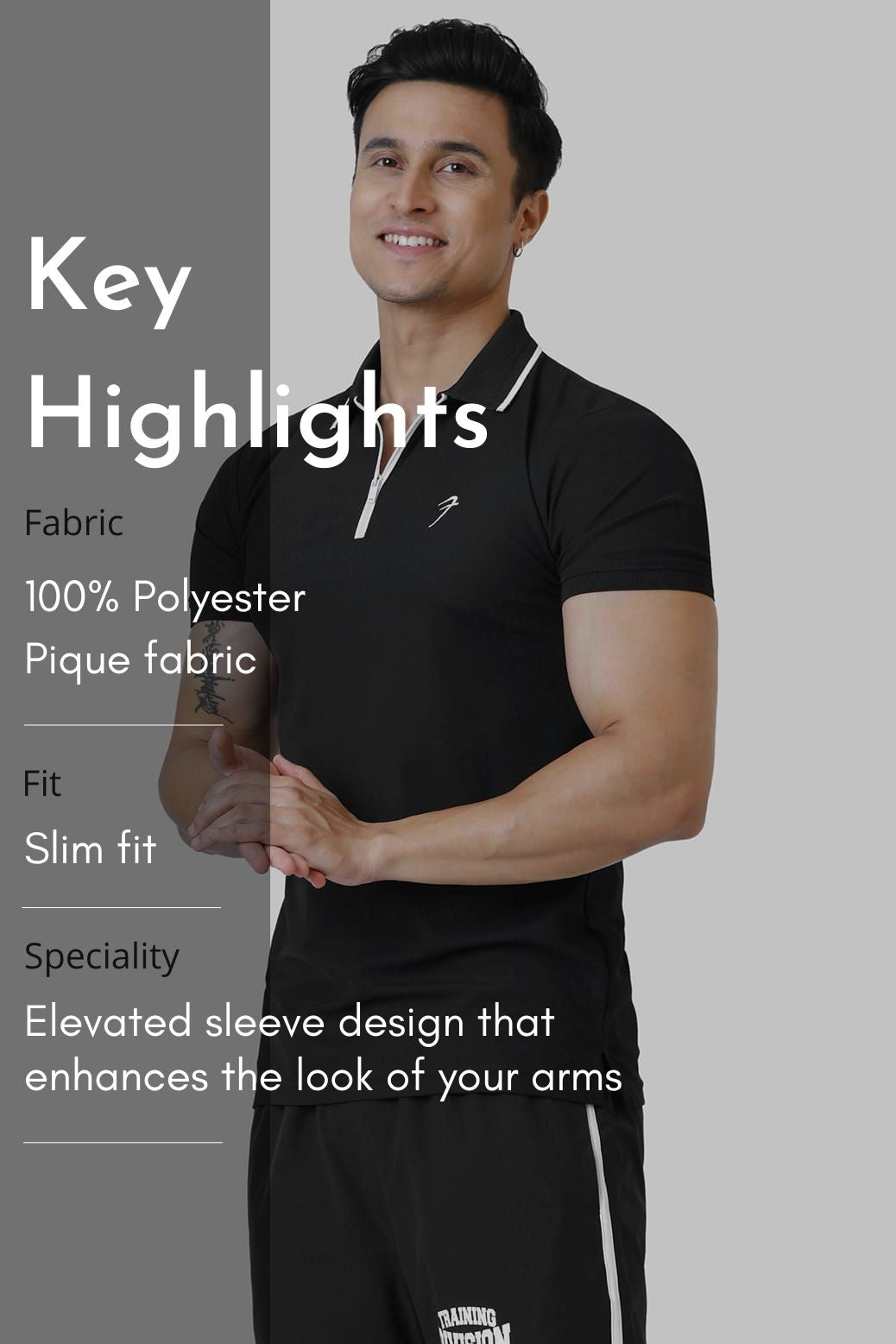 Stride Polo T-shirt Black