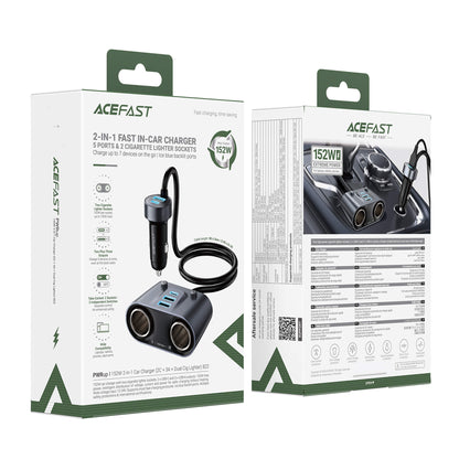 Acefast 152W 7 Port Dual Cigar Lighter Car Charger with Independent Switches B22