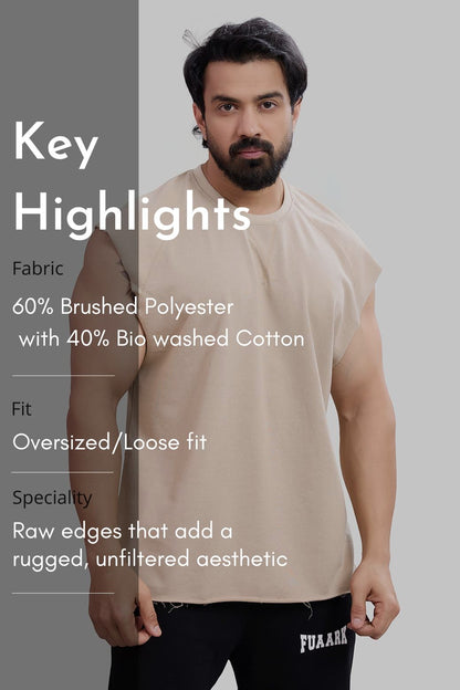 Shell Raw Capsleeves Tank Beige