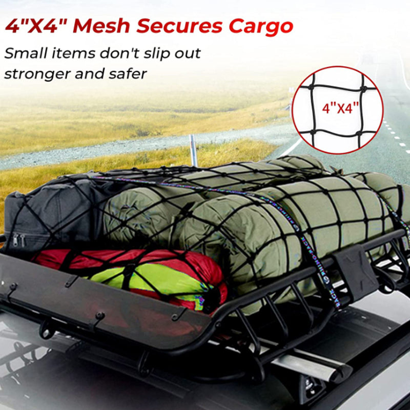 Cargo Net for Roof Rack Heavy-Duty Mesh Square Elasticated Bungee Netting