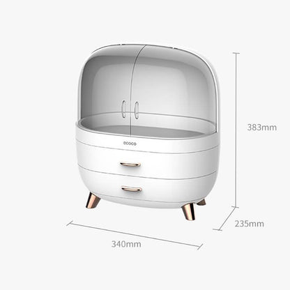 Mobie Large Capacity Makeup Organizer with Double Drawers Transparent Doors E2014
