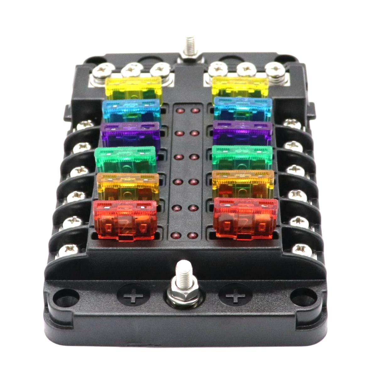 12 Circuit Negative Bus Blade Fuse Block