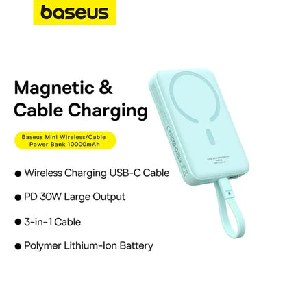 10000mAh Magnetic Magsafe Power Bank 30W Built-in USB-C Cable