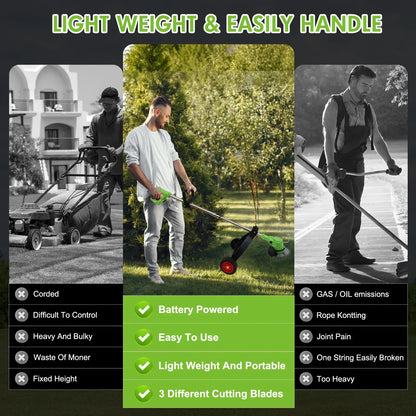 Cordless Electric Grass String Trimmer Lawn Cutter Brush Mower Whipper Snipper