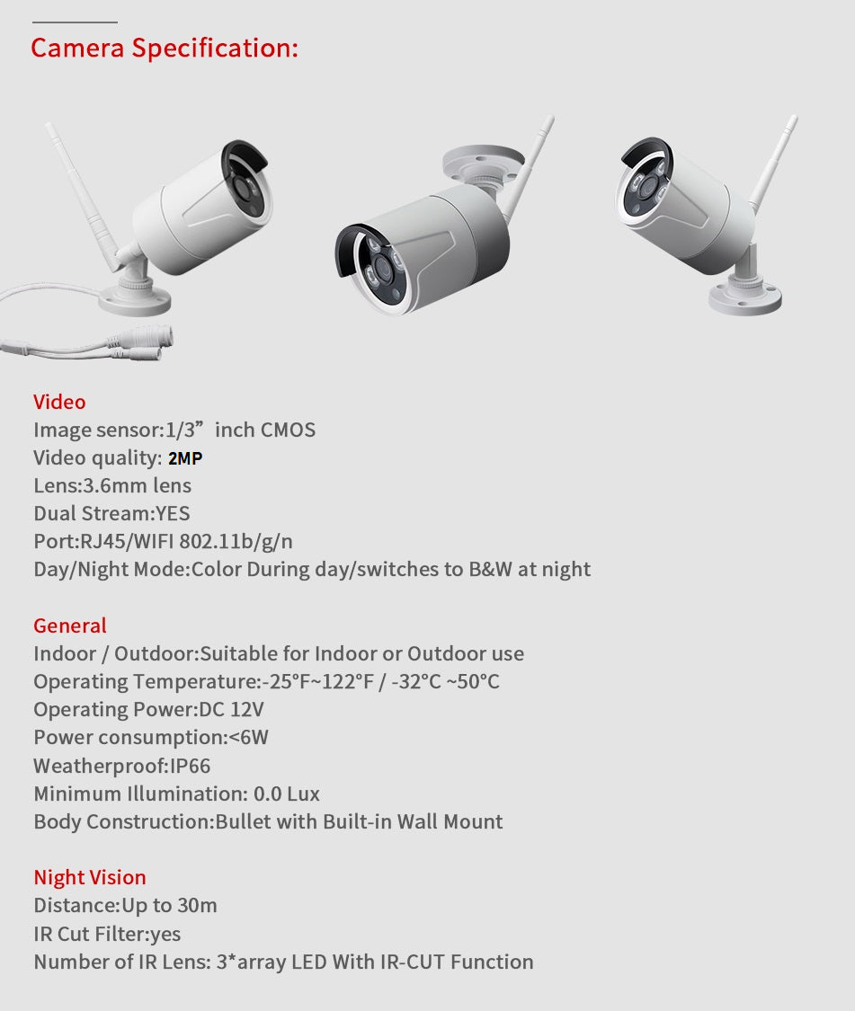 Wireless Security Camera System 8 Camera