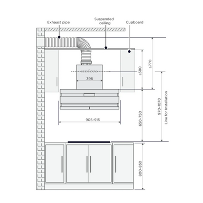 Midea T-Shape Rangehood - Steam Wash 90J05-ET23