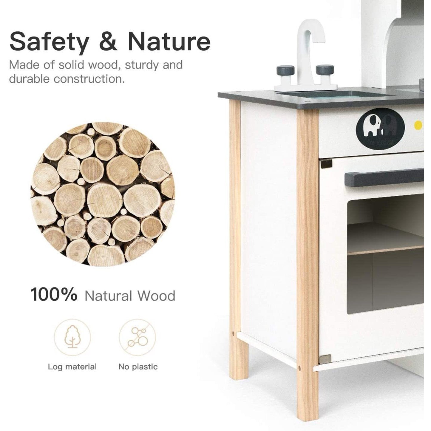 Wooden Play Kitchen Kids Kitchen Set Pretend Playset