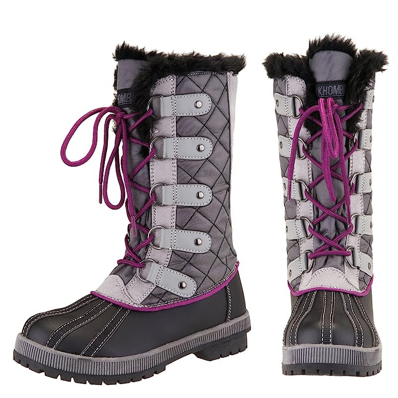 Winter Fluffy Collar Fleece Lining Lace-Up Warm Women Snow Explorer Boots 40