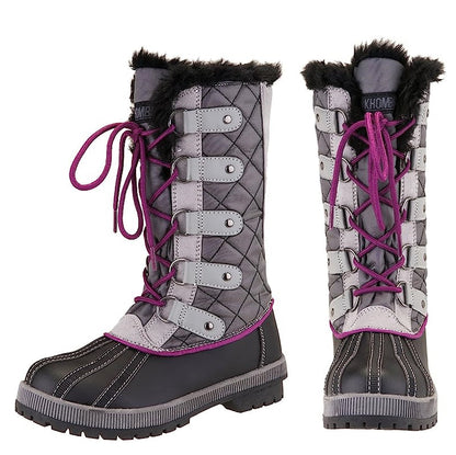 Winter Fluffy Collar Fleece Lining Lace-Up Warm Women Snow Explorer Boots 40