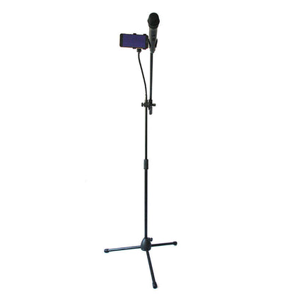 Microphone Stand with Phone Clip Gear Design Gooseneck Tube Height-Adjustable