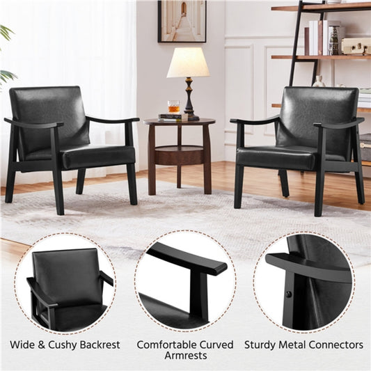 Mid-Century Modern Faux Leather Armchair