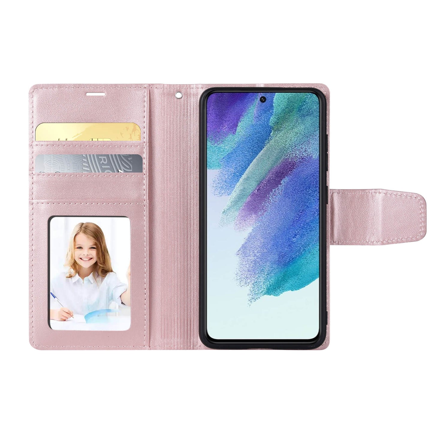 Compatible with Samsung S26 2026 Hanman Miro Leather 2-in-1 Wallet Case with Magnetic Back