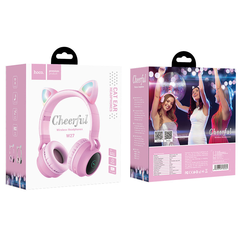 Hoco Bluetooth Cat Ear Wireless Headset LED Light W27