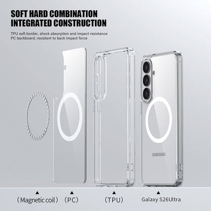 Compatible with Samsung S26 2026 Aurora Series Crystal Magnetic Phone Case Clear