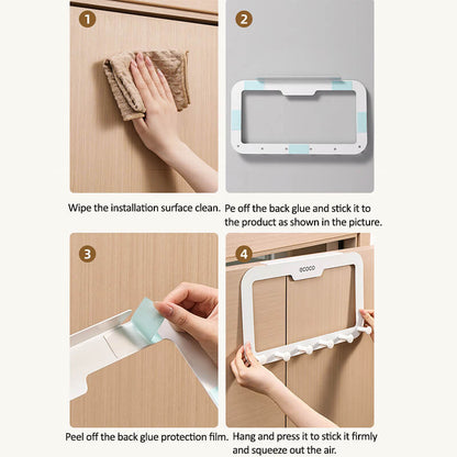 Mobie No Drill Heavy Duty Adhesive Door Hooks with Strong Hold & Silent Close