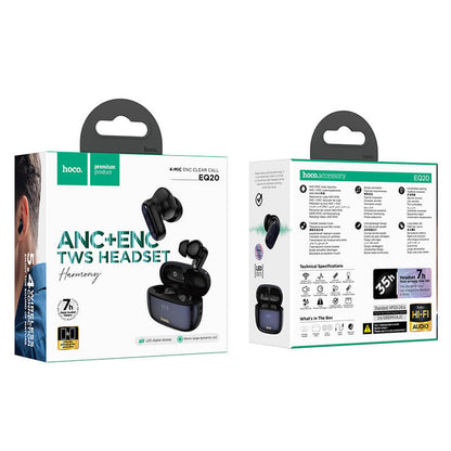 Hoco TWS Earbuds with ANC+ENC 7h Playtime & Battery Display EQ20