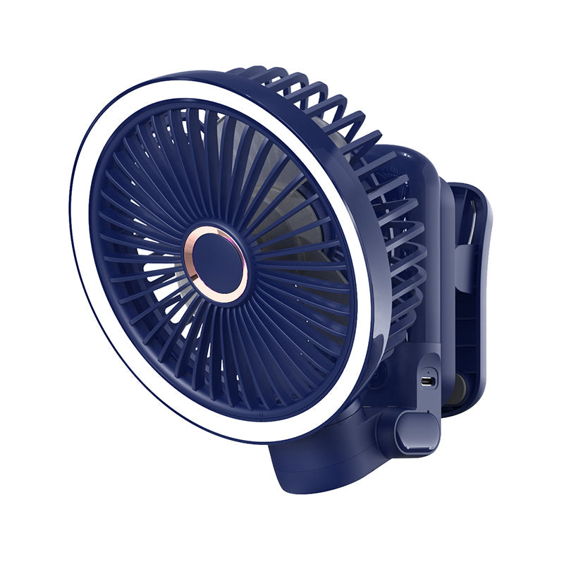 Portable Mini Desk Fan with LED Light Ring USB Rechargeable