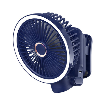 Portable Mini Desk Fan with LED Light Ring USB Rechargeable