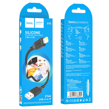 Hoco Cool Silicone USB-A to Lightning Charging Data Cable X90