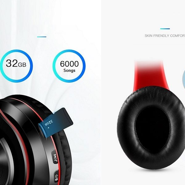 BLACK- Wireless bluetooth Headset Headphones Foldable Stereo Earphones LED Super