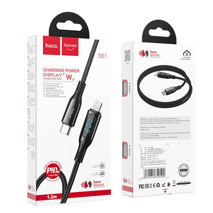 Hoco Type-C to Lightning Led PD 20W Extreme Charging Data Cable S51