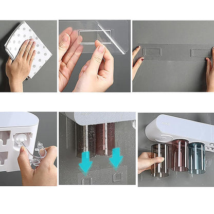 Mobie Magnetic Toothbrush Holder with Cups Bathroom Organizer E2122