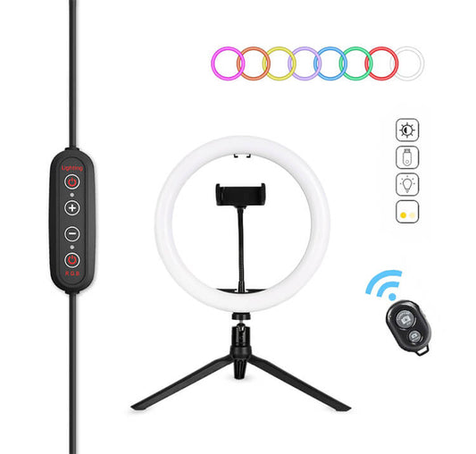 HQ 10 inch(26cm) RGB Selfie Ring Light with Tripod Stand & Phone Holder