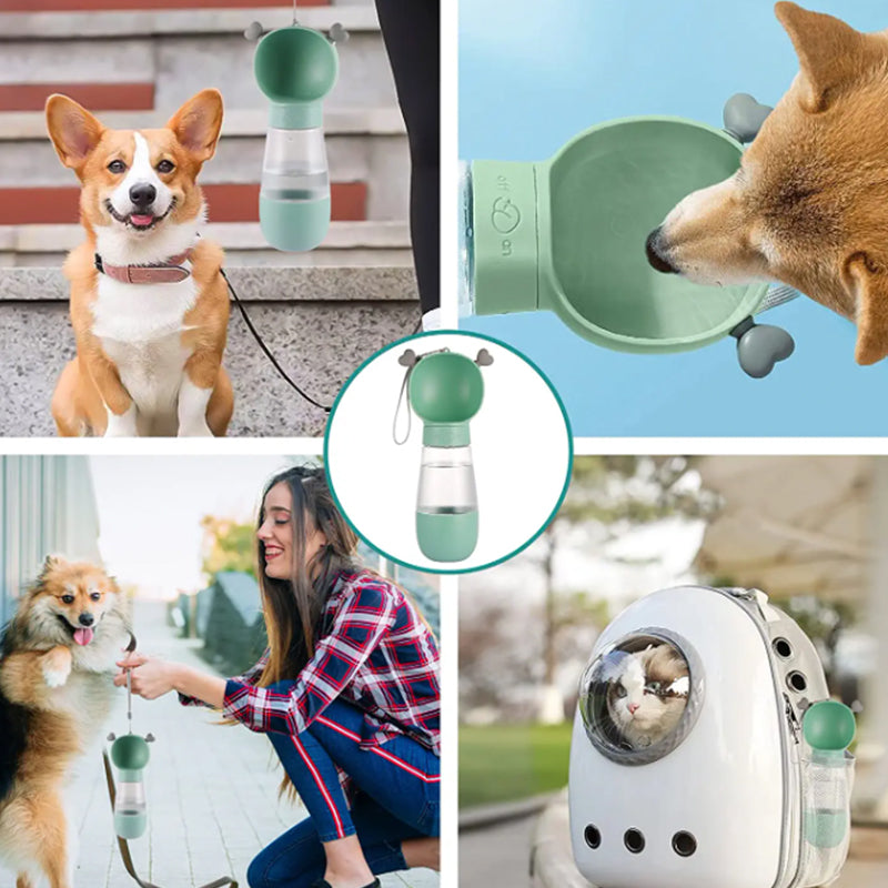 Pet Water Bottle Dispenser with Food Container Leak Proof Pet Drinking Bottle P