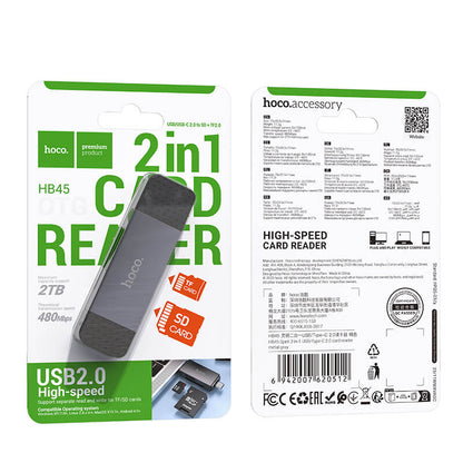 Hoco USB-C & USB-A 3.0 High Speed Card Reader for SD & TF Card HB45