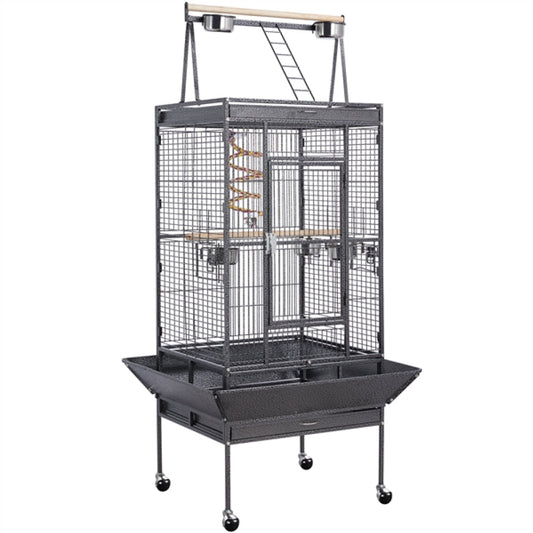 H68.5'' Play Top Parrot Cage Metal Rolling Bird Cage