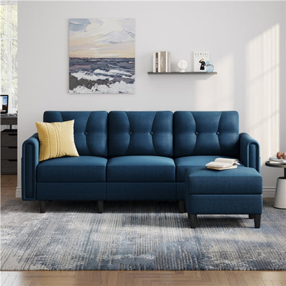Velvet Upholstered Corner Sofa