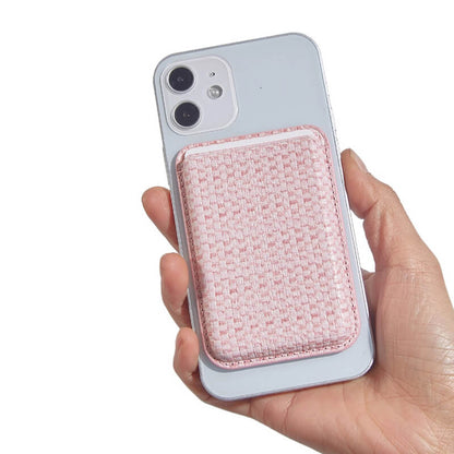 Mobie Premium Woven Design PU Leather Magnetic Card Bag Holder