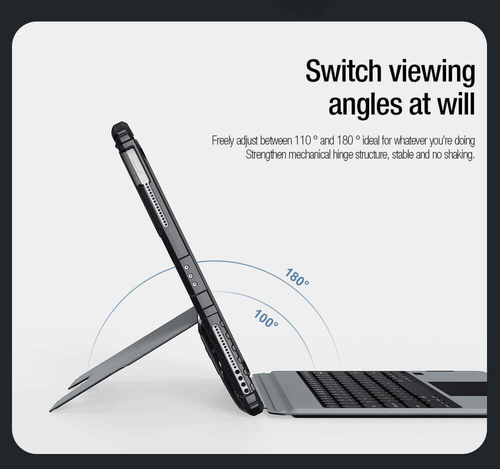 iPad Pro 12.9 / Air 13 Bluetooth keyboard with Bumper Adjustable Stand case